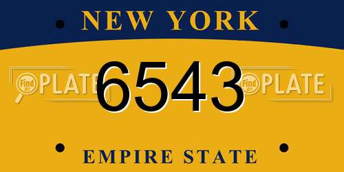 6543 New York License Plate