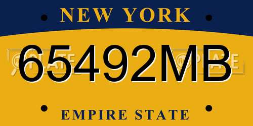65492MB New York License Plate
