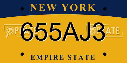 655AJ3 New York License Plate