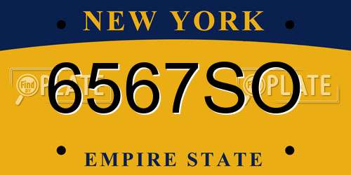 6567SO New York License Plate