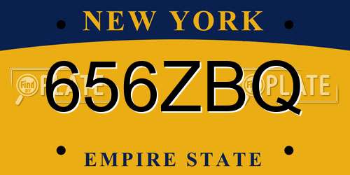 656ZBQ New York License Plate