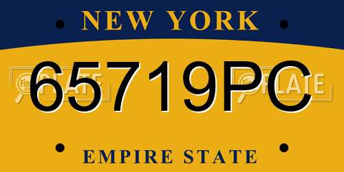 65719PC New York License Plate