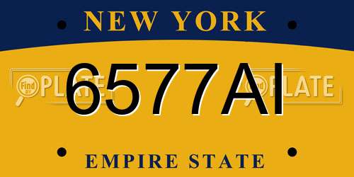 6577AI New York License Plate