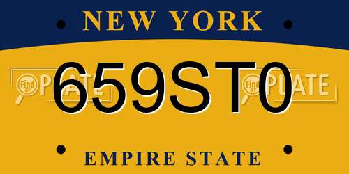 659ST0 New York License Plate