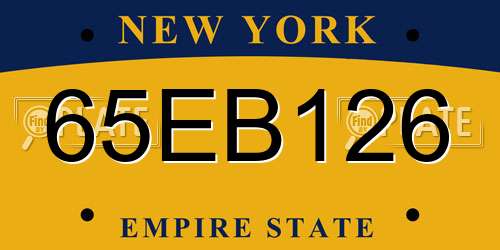 65EB126 New York License Plate