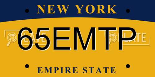 65EMTP New York License Plate