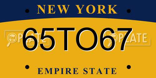65TO67 New York License Plate