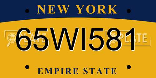 65WI581 New York License Plate