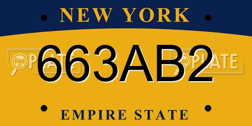 663AB2 New York License Plate