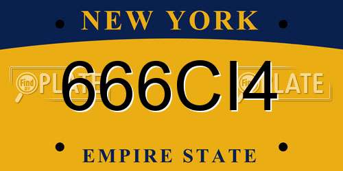 666CI4 New York License Plate