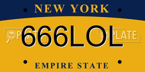 666LOL New York License Plate