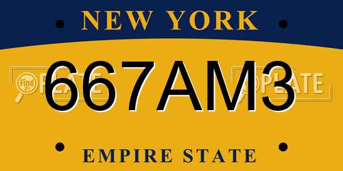 667AM3 New York License Plate