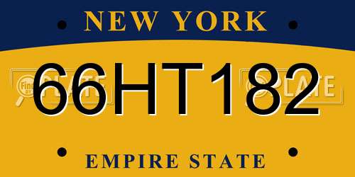 66HT182 New York License Plate
