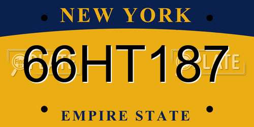 66HT187 New York License Plate