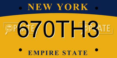 670TH3 New York License Plate