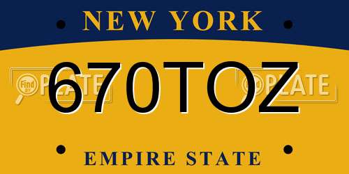 670TOZ New York License Plate