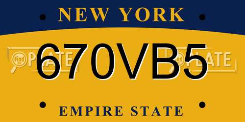 670VB5 New York License Plate