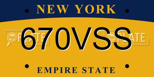 670VSS New York License Plate