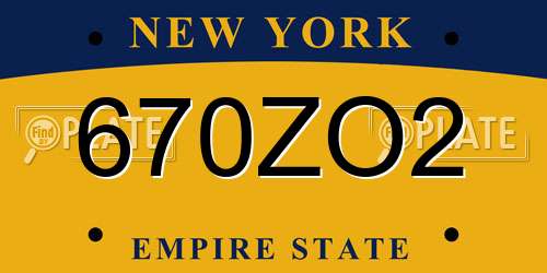 670ZO2 New York License Plate