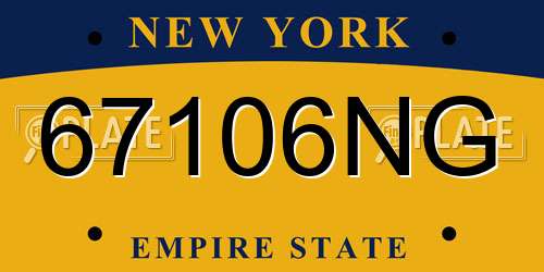 67106NG New York License Plate