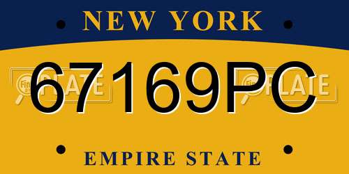 67169PC New York License Plate