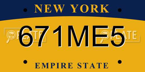 671ME5 New York License Plate