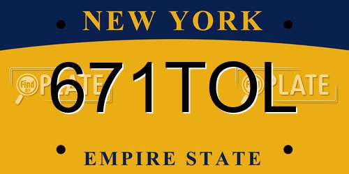 671TOL New York License Plate