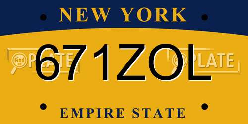671ZOL New York License Plate