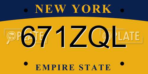 671ZQL New York License Plate