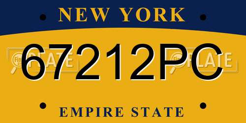 67212PC New York License Plate