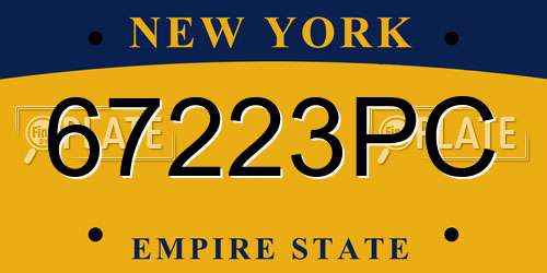 67223PC New York License Plate