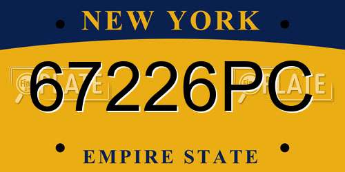 67226PC New York License Plate