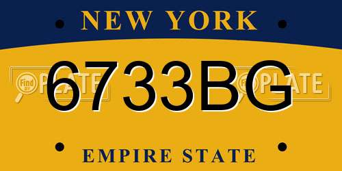 6733BG New York License Plate