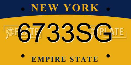 6733SG New York License Plate