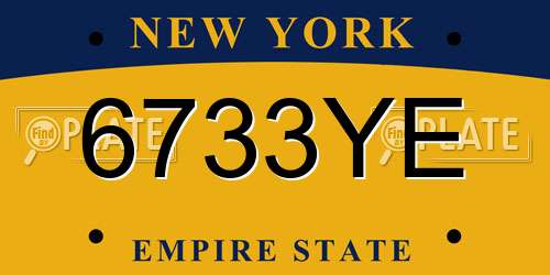 6733YE New York License Plate