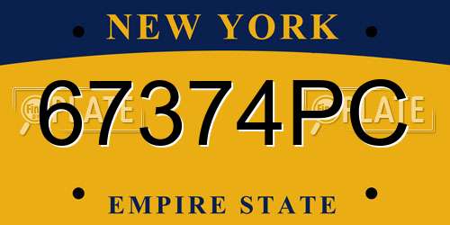 67374PC New York License Plate