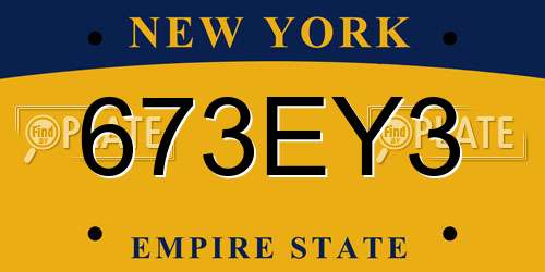673EY3 New York License Plate