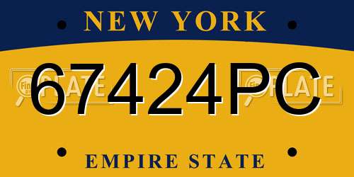 67424PC New York License Plate