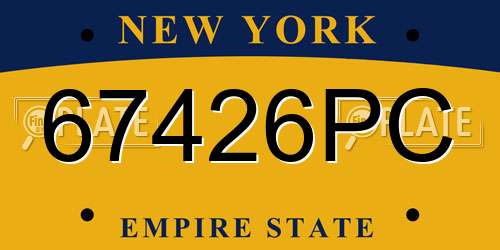 67426PC New York License Plate