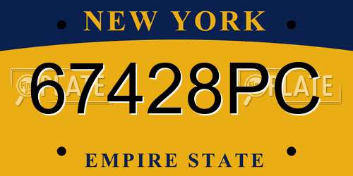 67428PC New York License Plate