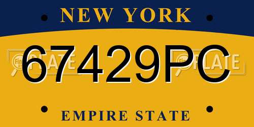 67429PC New York License Plate