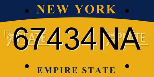 67434NA New York License Plate