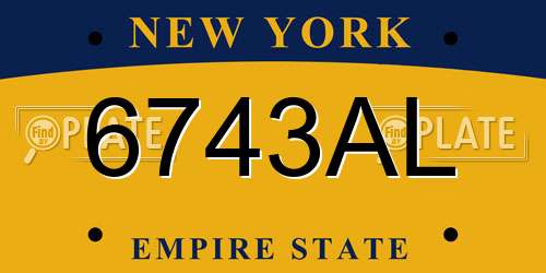 6743AL New York License Plate