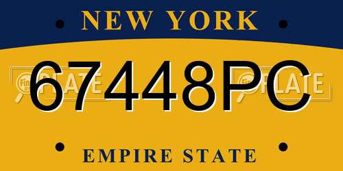 67448PC New York License Plate