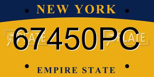 67450PC New York License Plate