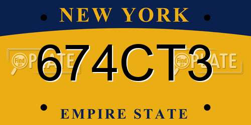 674CT3 New York License Plate
