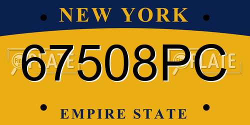 67508PC New York License Plate