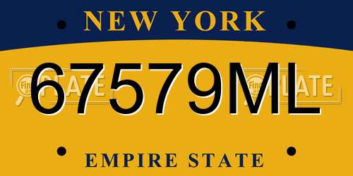 67579ML New York License Plate