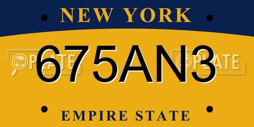 675AN3 New York License Plate