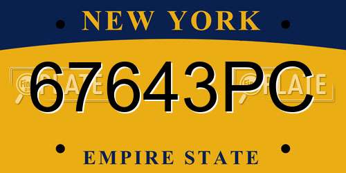 67643PC New York License Plate